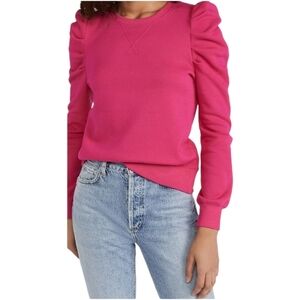 Rebecca Minkoff Pink Puff Sleeve Casual Designer Cool Preppy Sweatshirt Sz M
